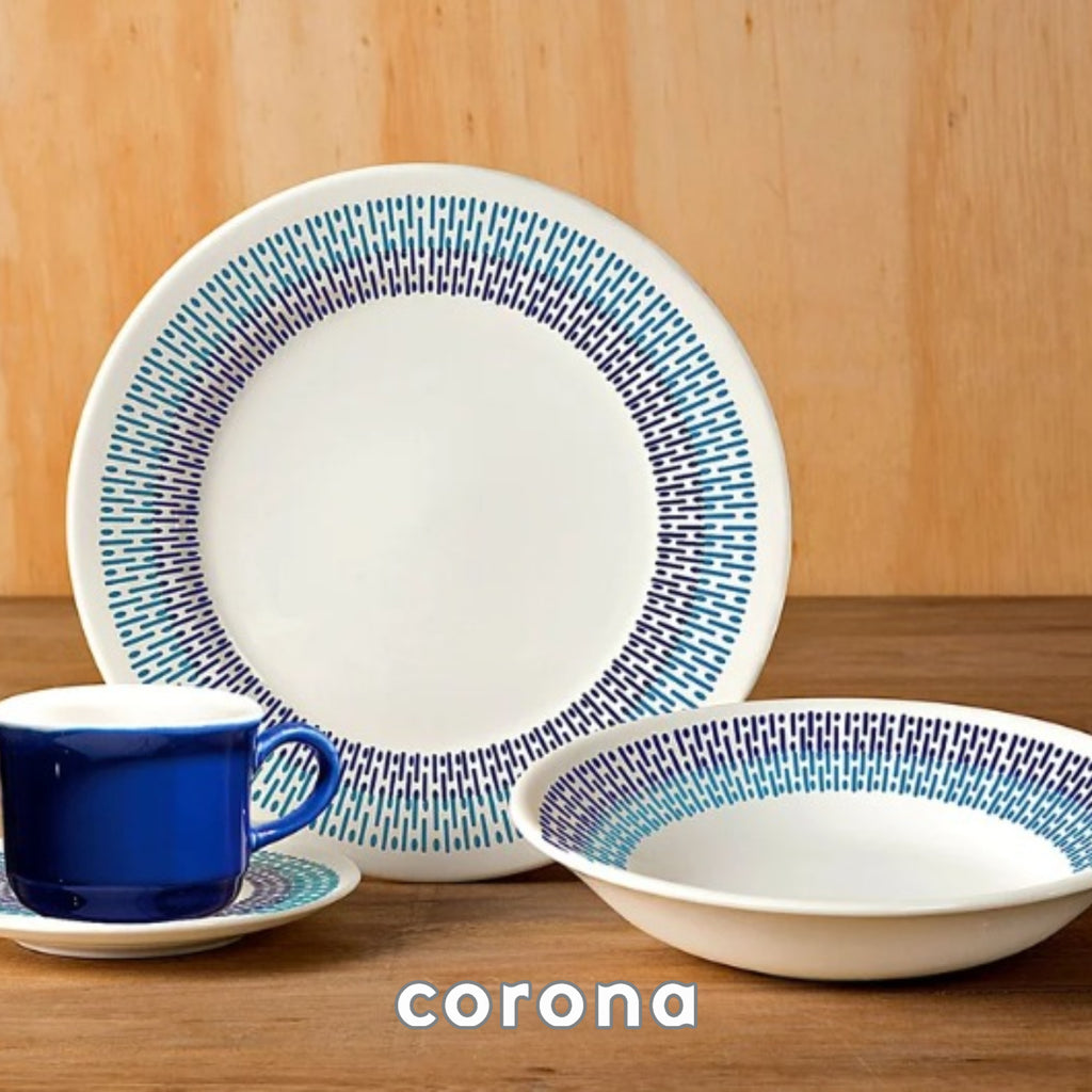 Vajilla Corona Jaspe Azul 4 Puestos / 16 Piezas