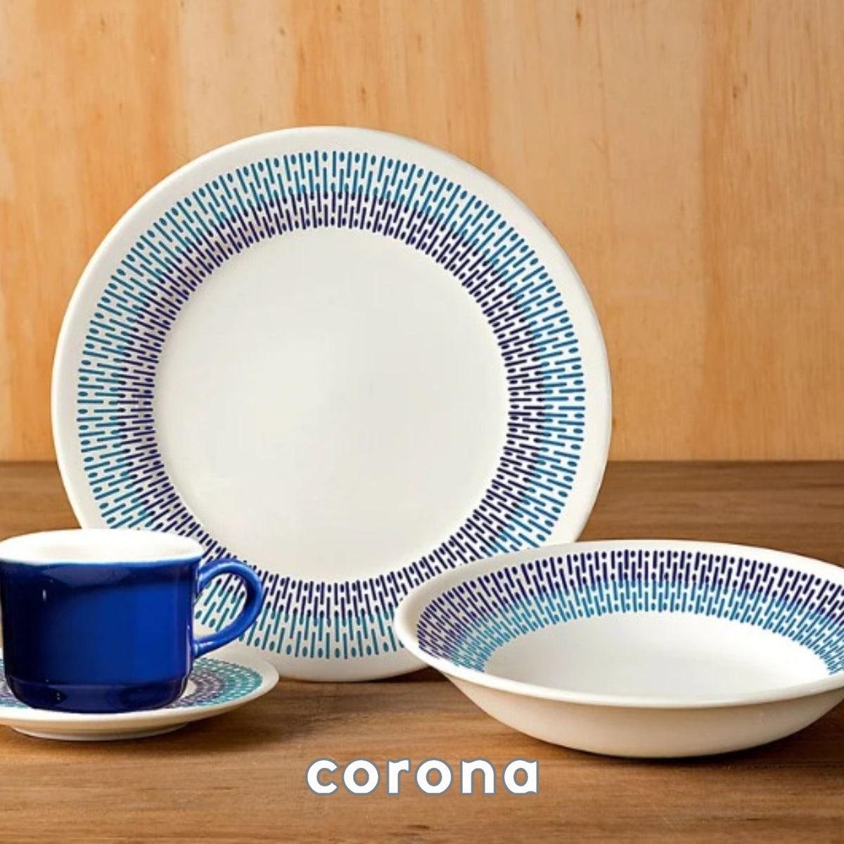 Vajilla Corona Jaspe Azul 4 Puestos / 16 Piezas