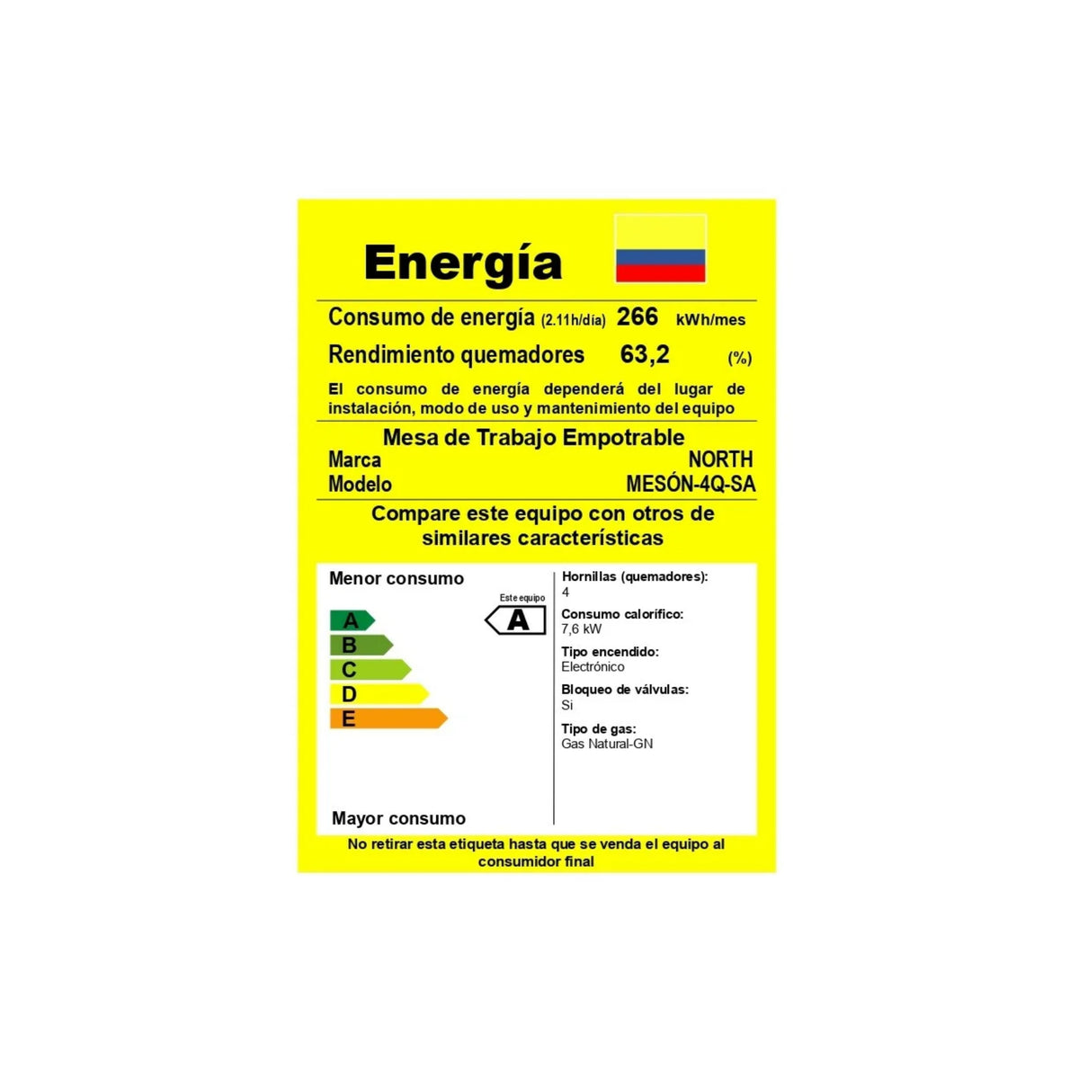 Mesón en Acero Inoxidable Poceta Izquierda Monocontrol 180X50 Estufa 4 Puestos