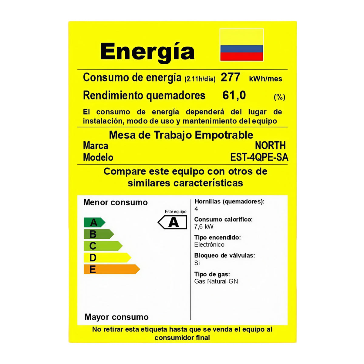 🔥 Estufa de Empotrar North con Parrillas Fundidas y Perillas Premium