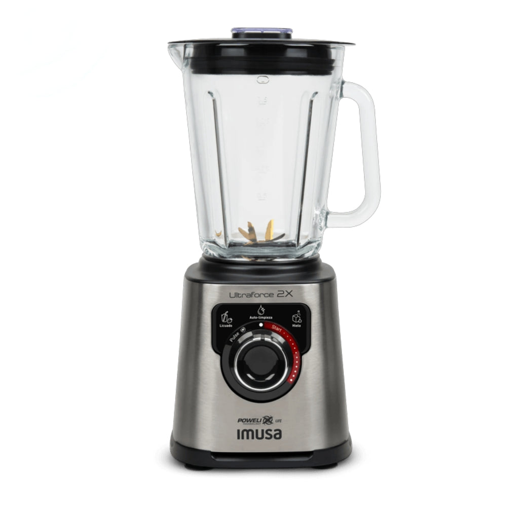 Licuadora Imusa Ultraforce 2X 1100W Vaso de Vidrio 2L con Picatodo y Molino