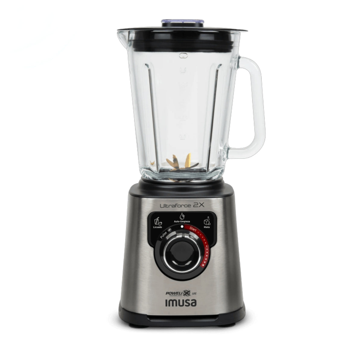 Licuadora Imusa Ultraforce 2X 1100W Vaso de Vidrio 2L con Picatodo y Molino