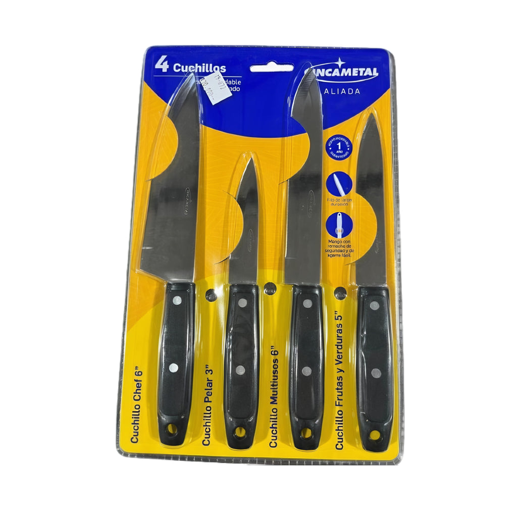 Set de Cuchillos X4 Unds 6" 3" 6" 5" Incametal