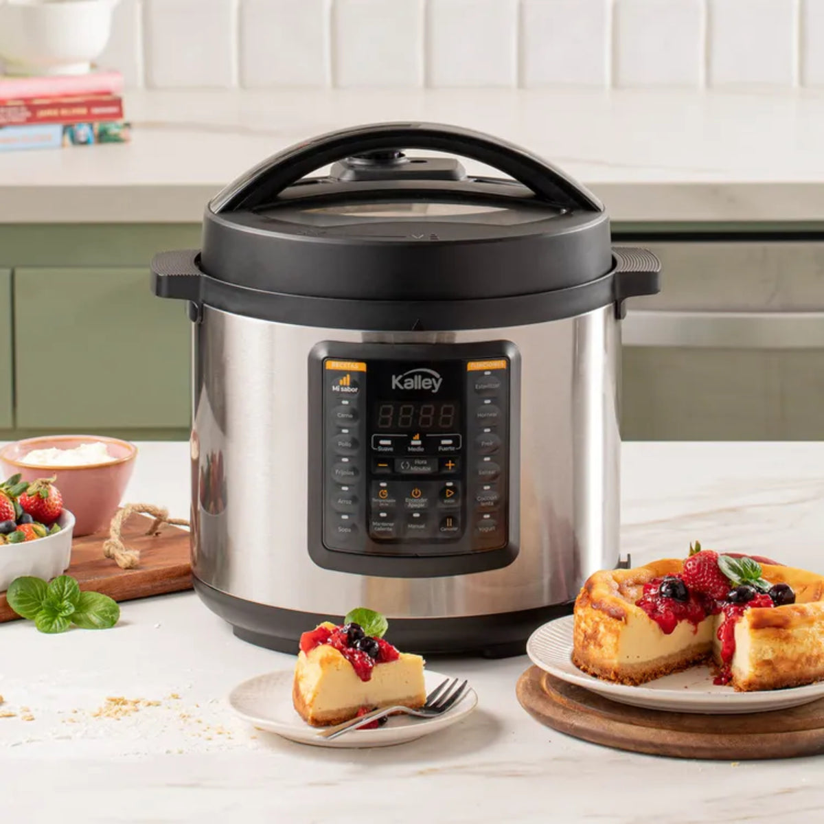 Olla Multifuncional Kalley K-OMP 5.5L – Plateado/Negro