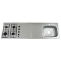 Mesón en Acero Inoxidable Poceta Derecha Monocontrol 180X50 con Estufa 4 Puestos