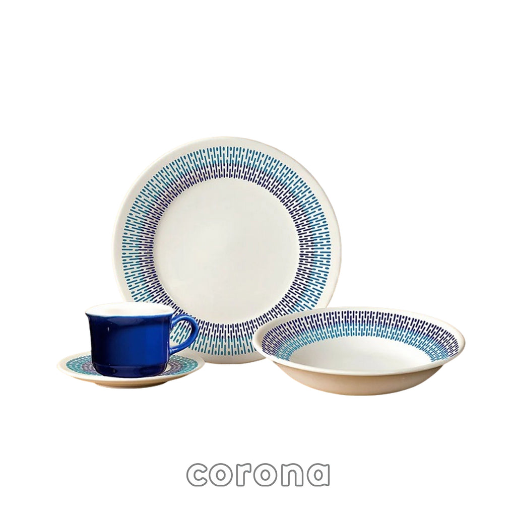 Vajilla Corona Jaspe Azul 4 Puestos / 16 Piezas