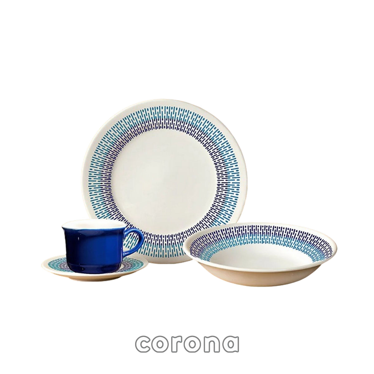Vajilla Corona Jaspe Azul 4 Puestos / 16 Piezas