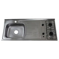 Mesón en Acero Inoxidable Poceta Izquierda Monocontrol 120X50 con Estufa