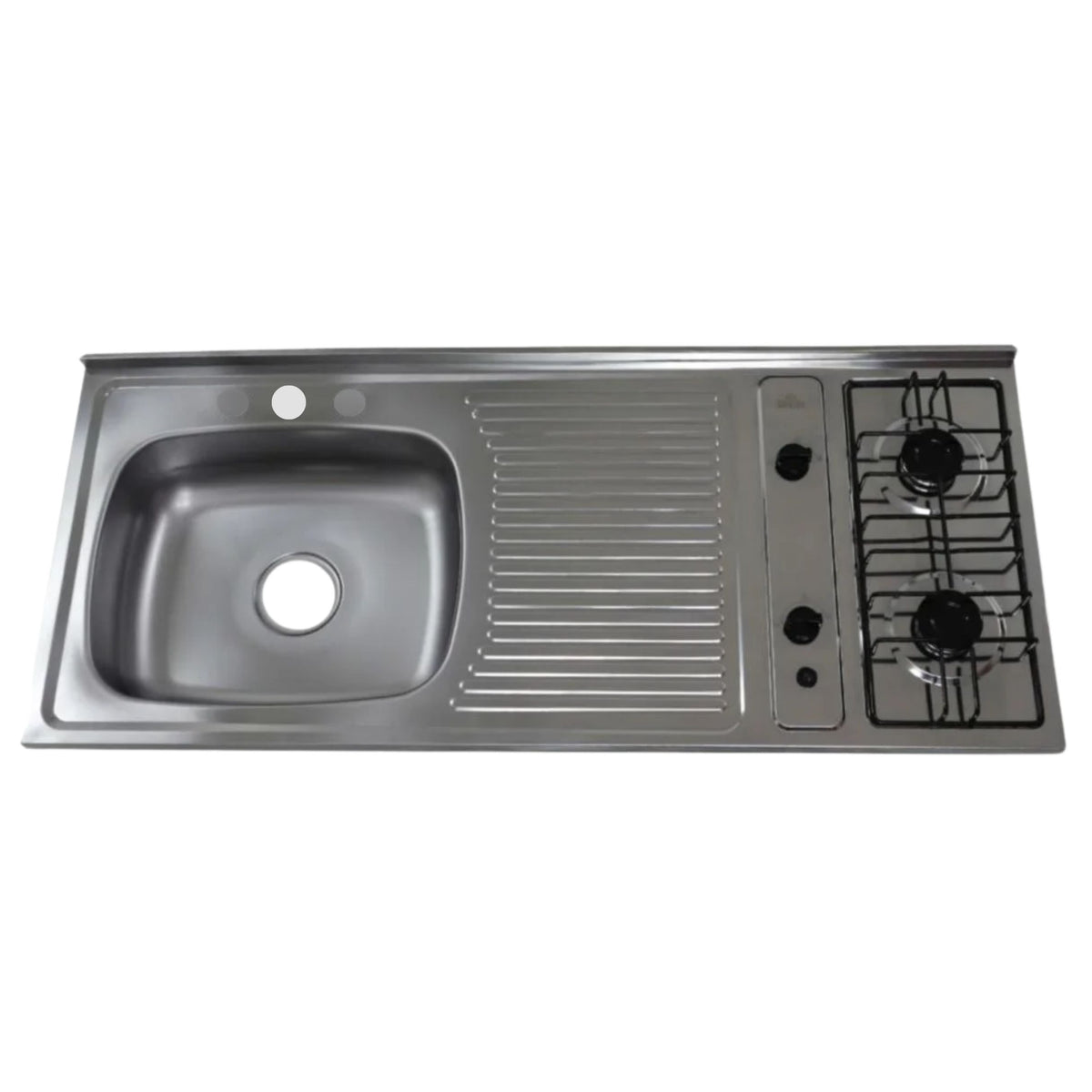 Mesón en Acero Inoxidable Poceta Izquierda Monocontrol 120X50 con Estufa