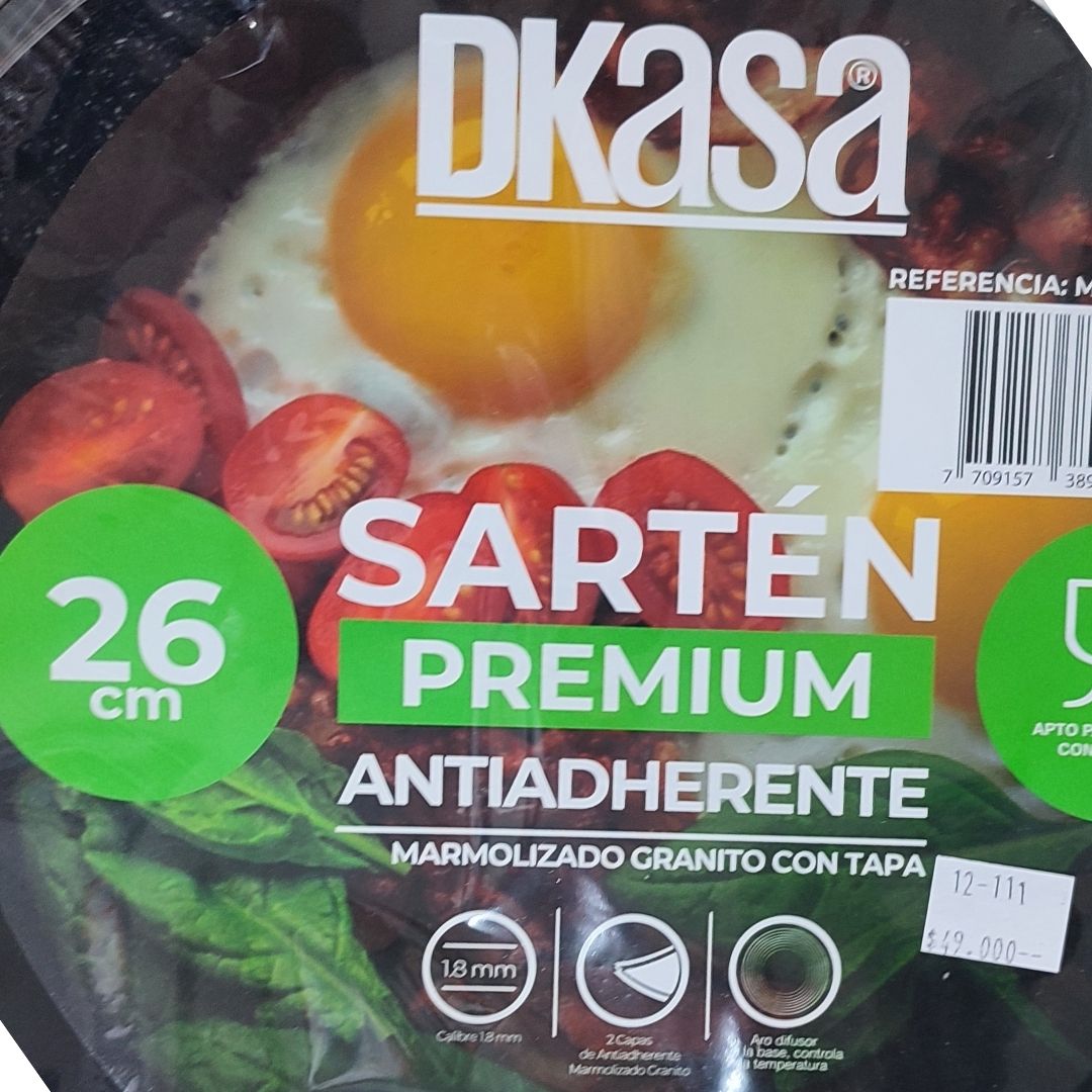 Sarten Premium Dkasa Antiadherente Marmolizado Granito con Tapa 26CM