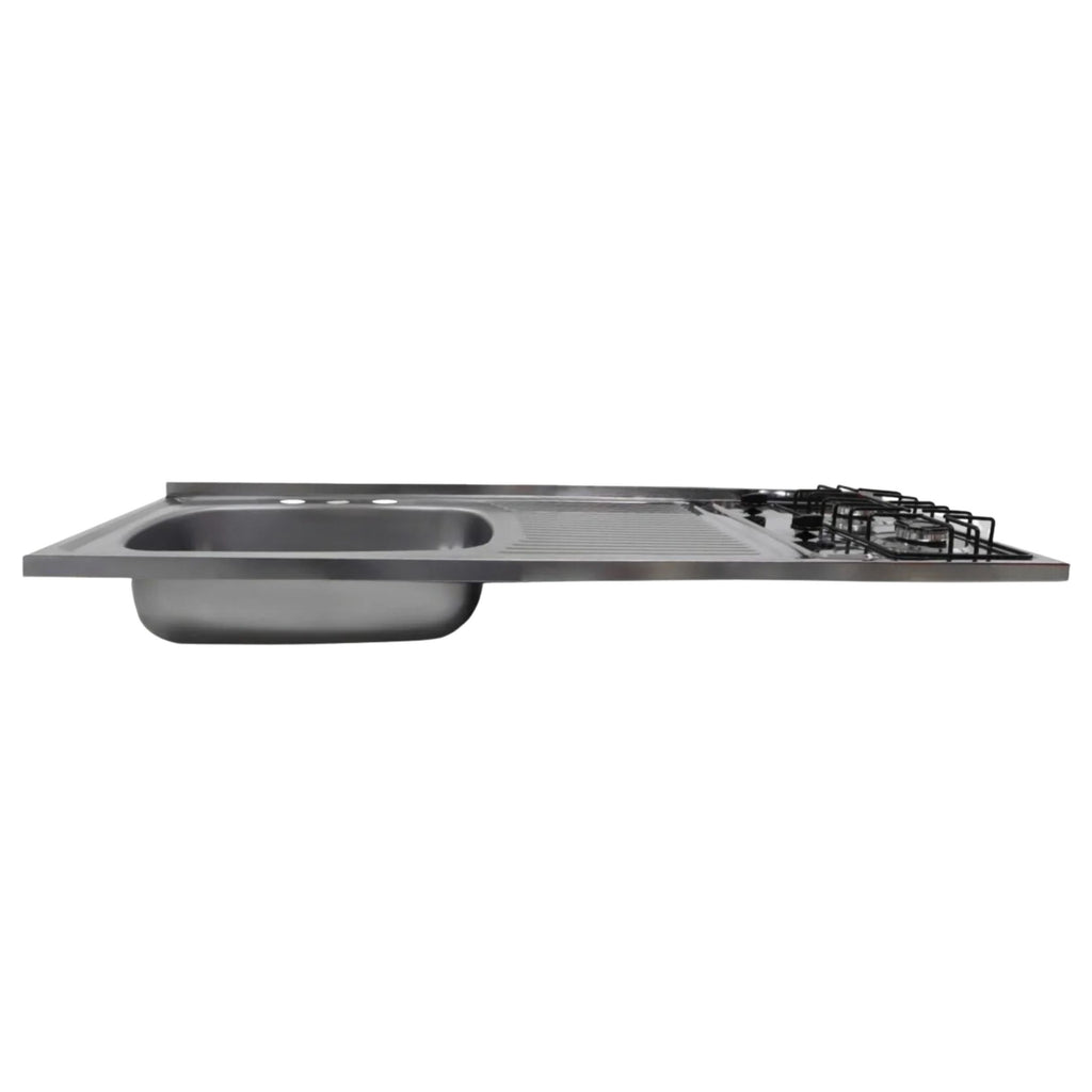 Mesón en Acero Inoxidable Poceta Izquierda Monocontrol 120X50 con Estufa