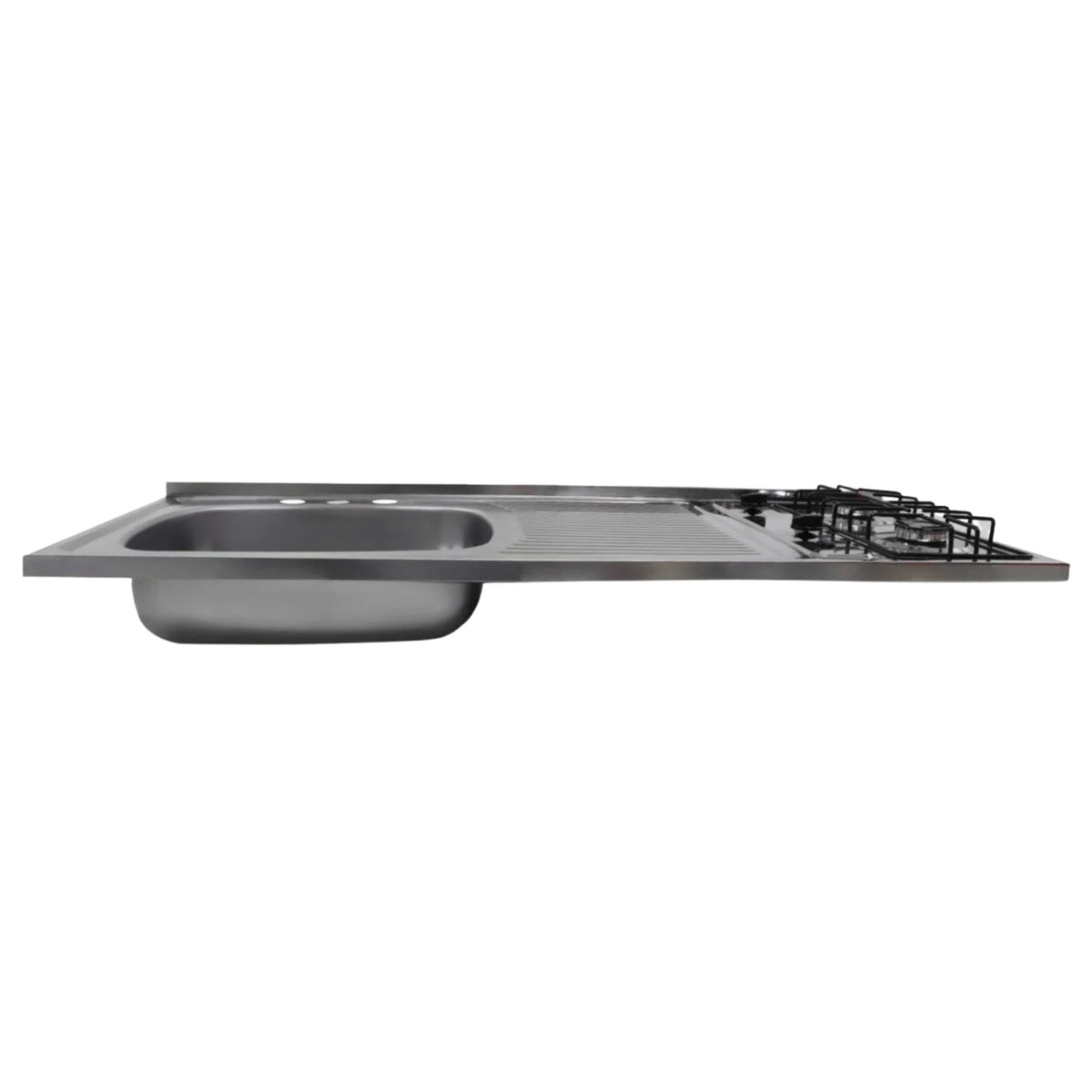 Mesón en Acero Inoxidable Poceta Izquierda Monocontrol 120X50 con Estufa