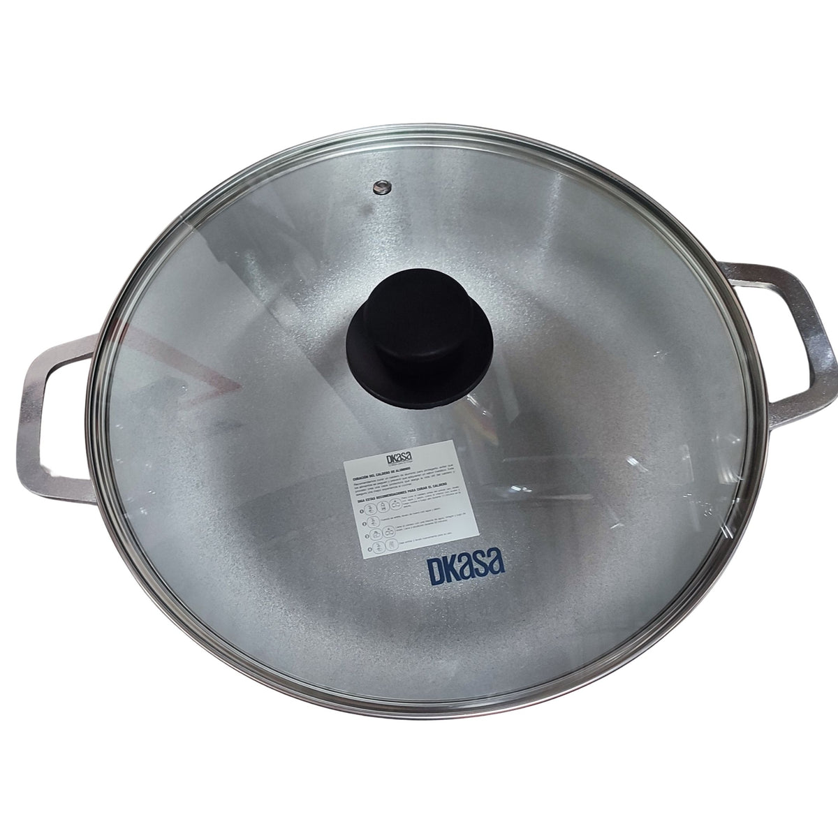 Caldero Dkasa Aluminio Natural 30CM con Tapa de Vidrio