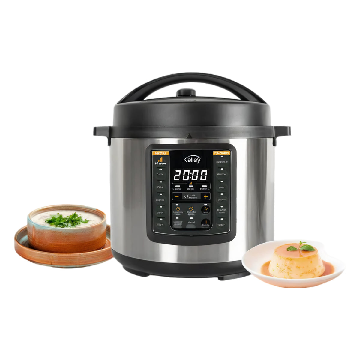 Olla Multifuncional Kalley K-OMP 5.5L – Plateado/Negro