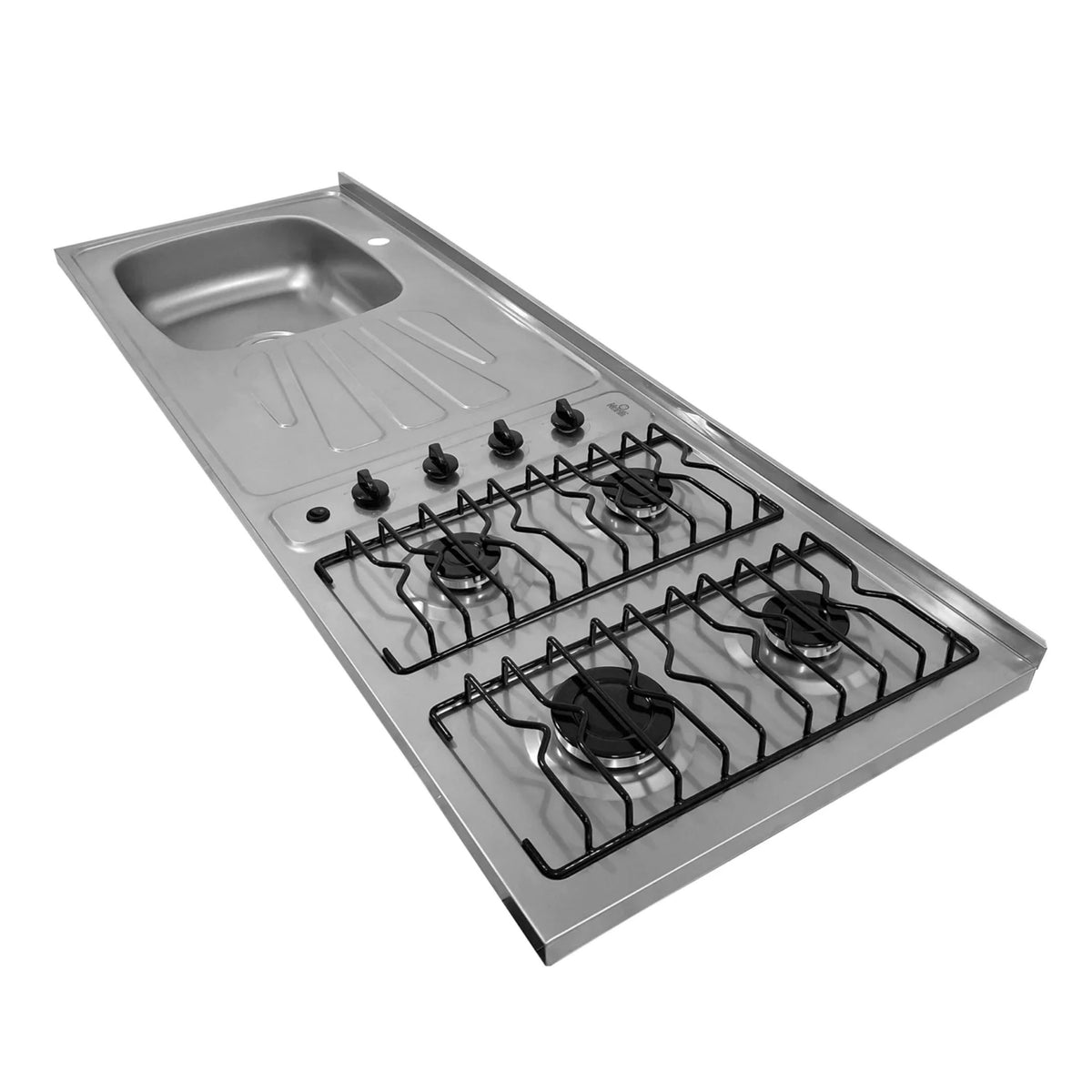 Mesón en Acero Inoxidable Poceta Izquierda Monocontrol 150X50 Estufa 4 Puestos