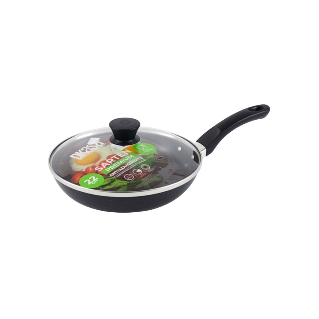 Sarten Dkasa Premium Antiadherente Marmolizado Granito con Tapa 22CM