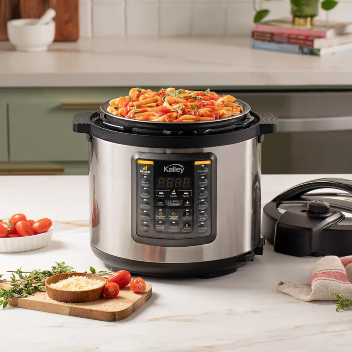 Olla Multifuncional Kalley K-OMP 5.5L – Plateado/Negro