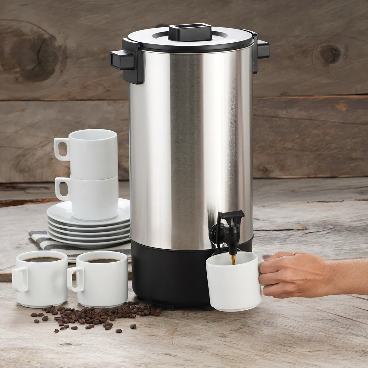 Cafetera Institucional Universal de Acero Inoxidable – 40 Tazas