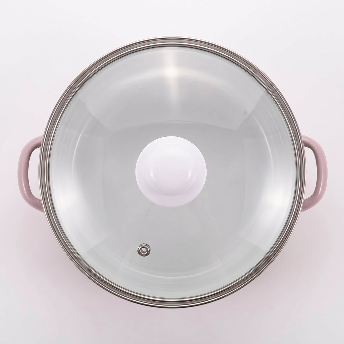 Olla Universal Peltre Atelier 18 CM + Tapa de Vidrio Rosa