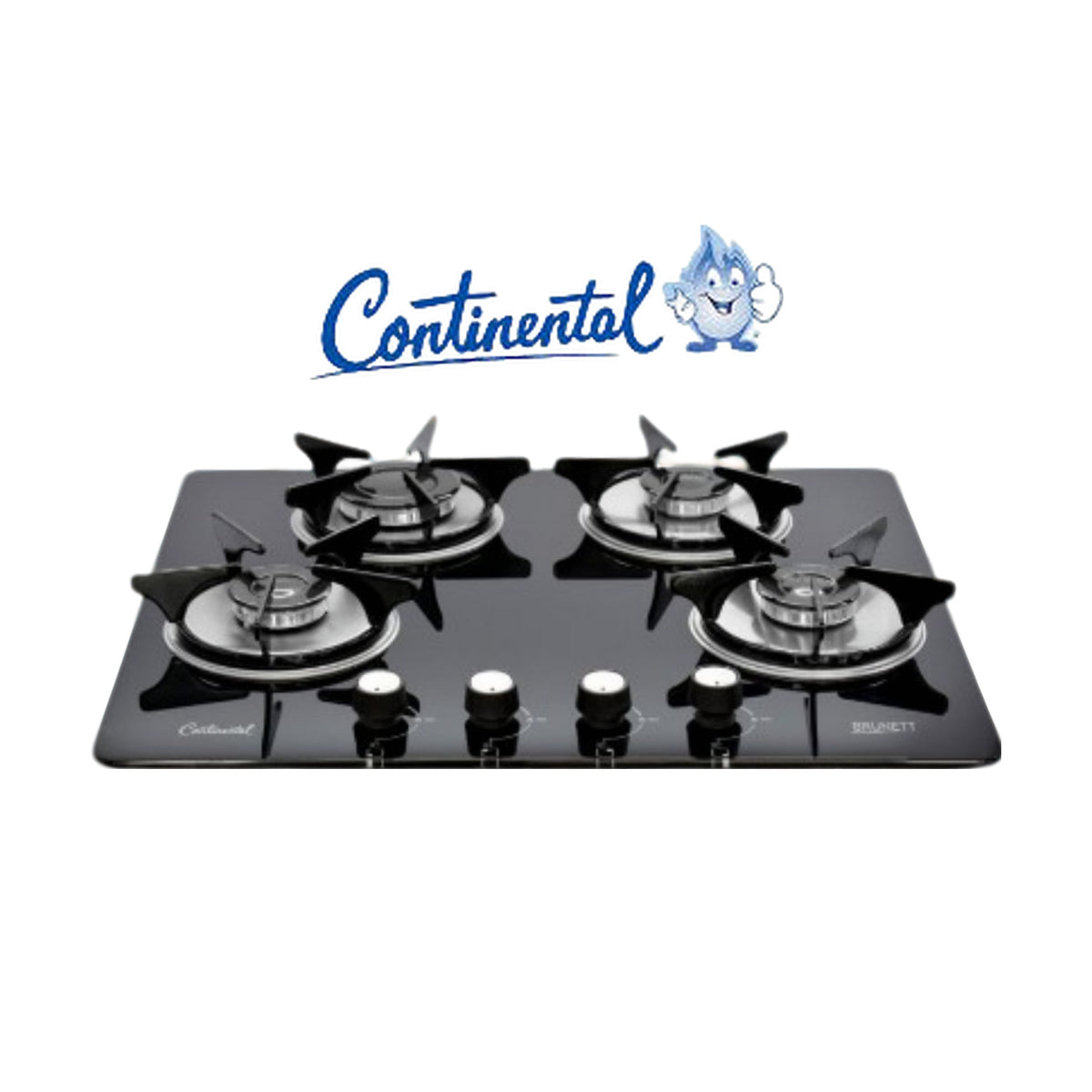 Estufa Continental en Vidrio Templado Negro 4 Puestos