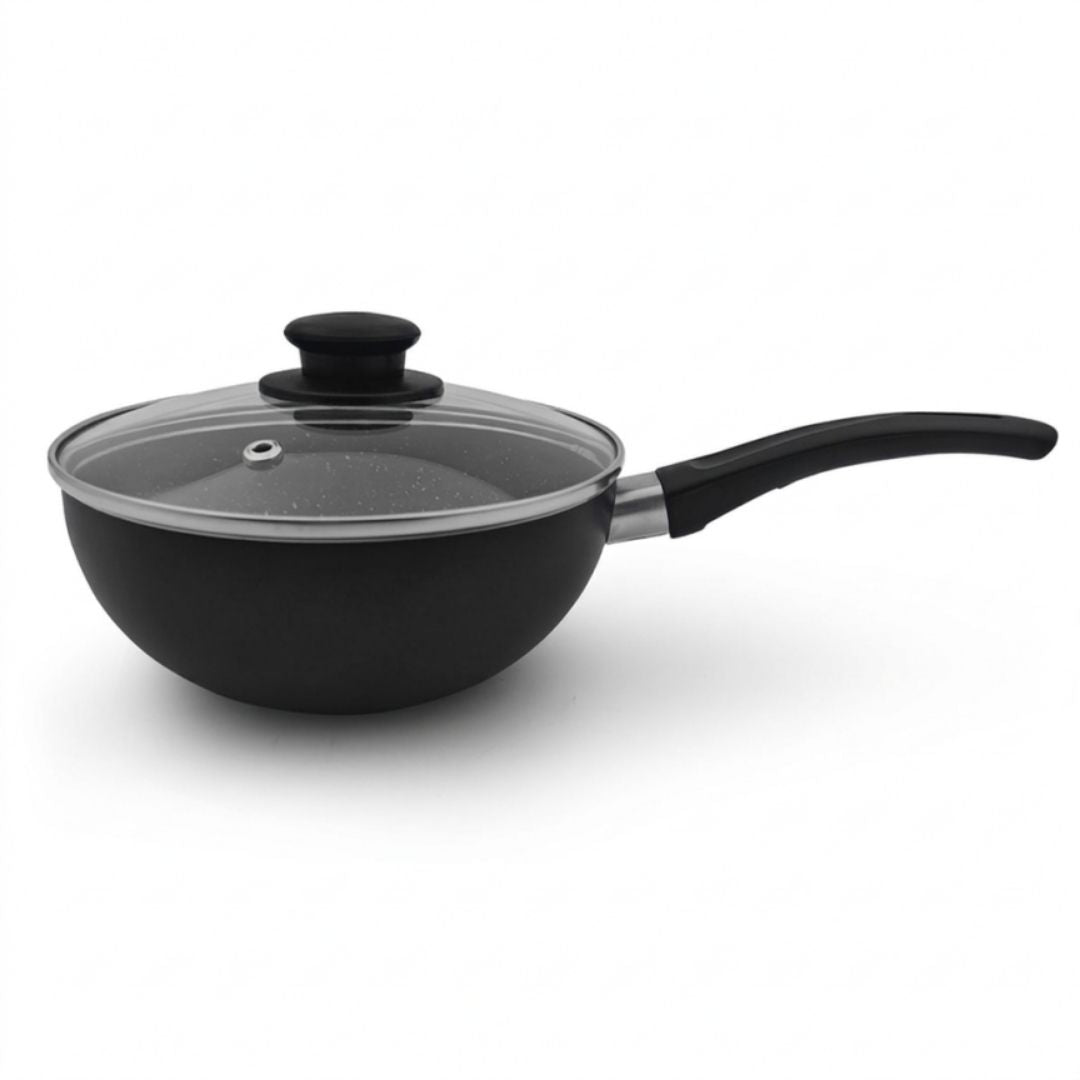 Mini Wok Dkasa Premium Antiadherente Marmolizado Granito con Tapa 16CM
