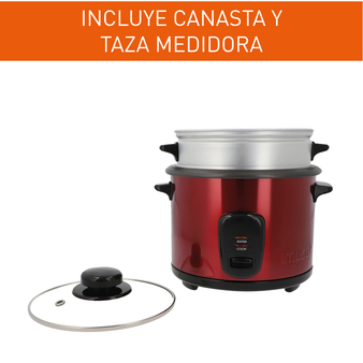 Olla Arrocera Imusa 5 Tazas Acero Roja