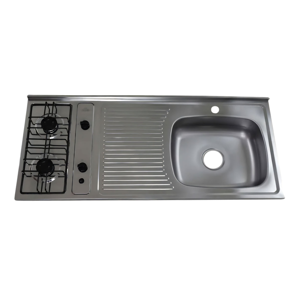 Mesón en Acero Inoxidable Poceta Derecha Monocontrol 120X50 con Estufa