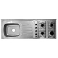 Mesón en Acero Inoxidable Poceta Izquierda Monocontrol 150X50 Estufa 4 Puestos
