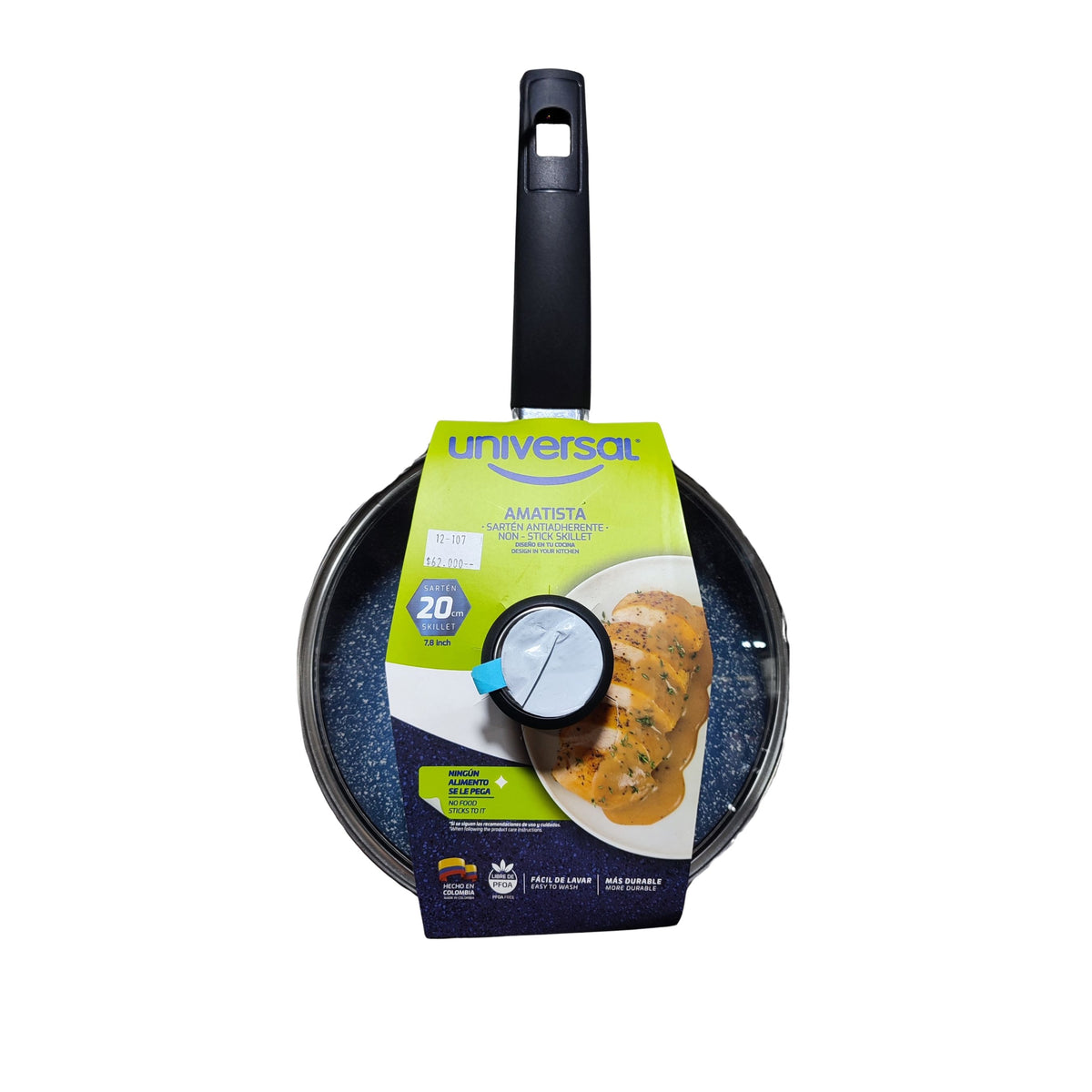 Sartén Universal 20 CM Amatista Antiadherente + Tapa de Vidrio