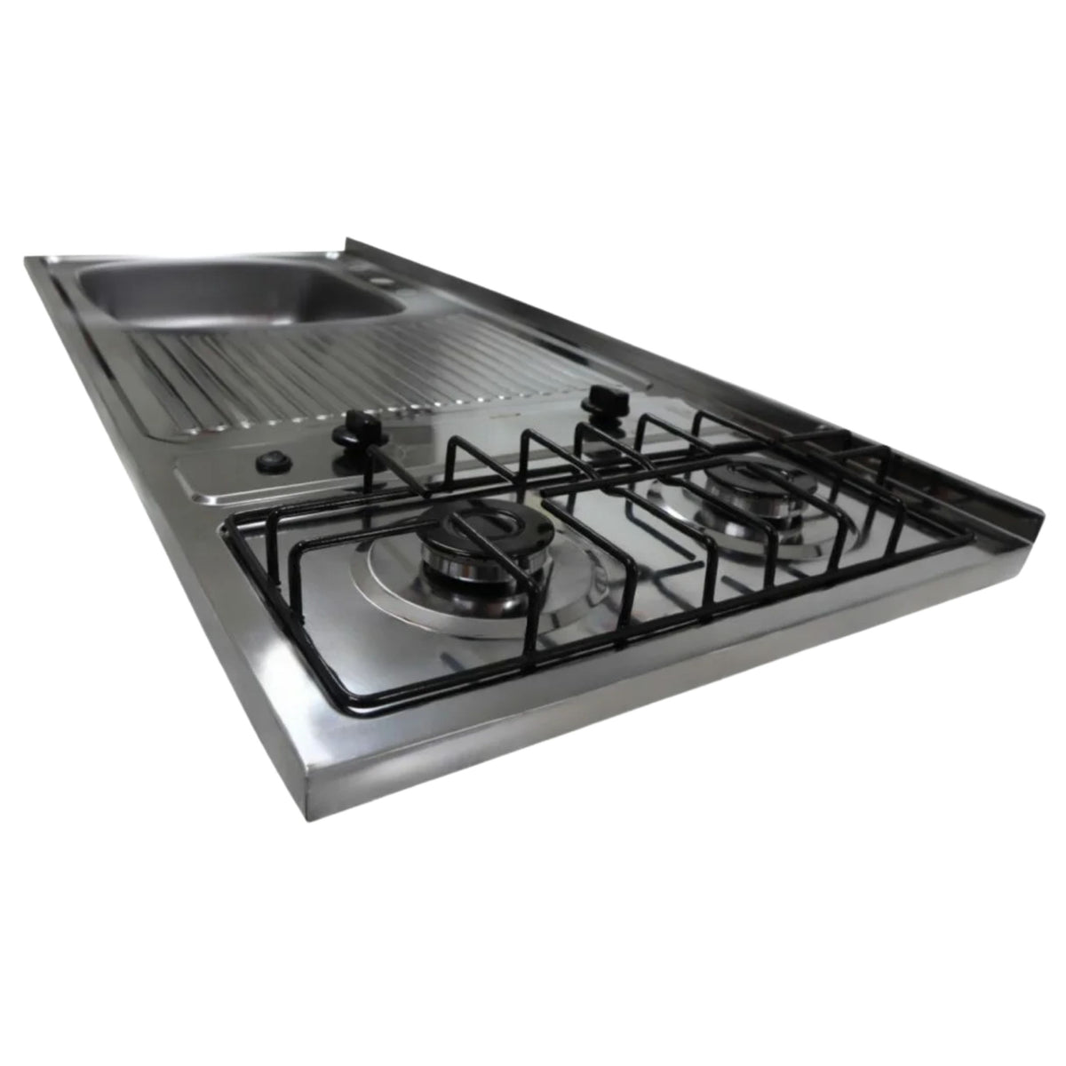 Mesón en Acero Inoxidable Poceta Izquierda Monocontrol 120X50 con Estufa