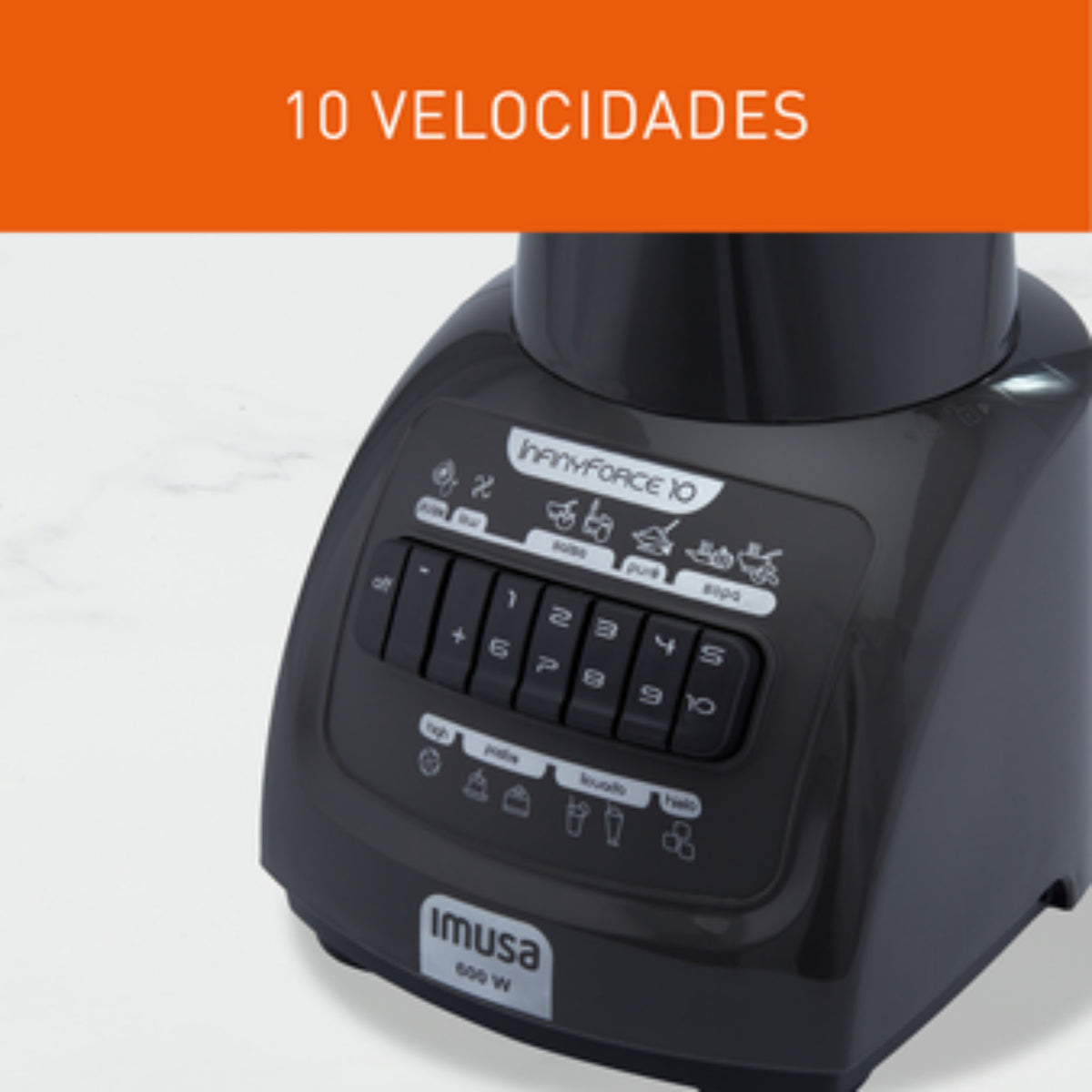 Licuadora Imusa Infiny Force XL 10 Velocidades Vaso de Vidrio Gris