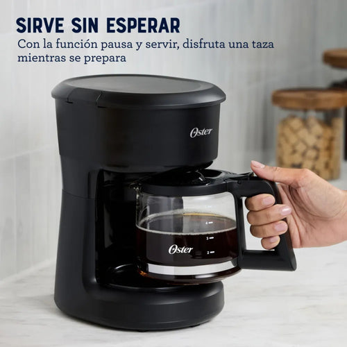 Cafetera Oster 5 Tazas – Filtro Reutilizable y Pausa para Servir