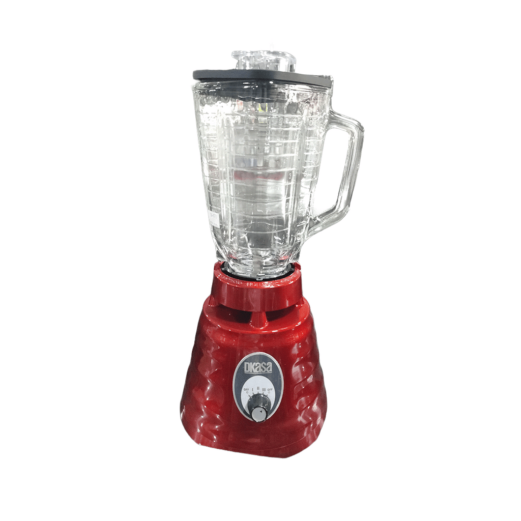 LICUADORA DKASA 600W VASO DE VIDRIO 1.25L 3 VELOCIDADES ROJA
