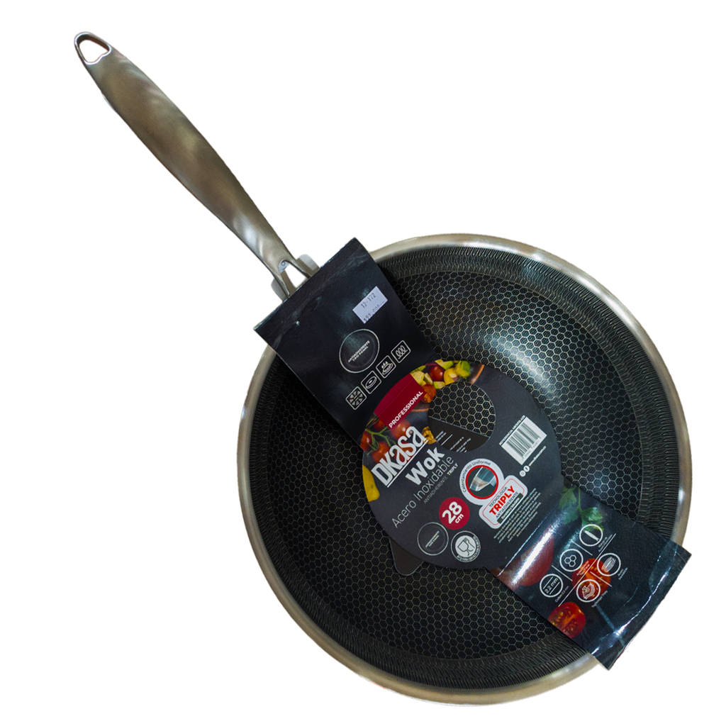 Wok DKasa Acero Inoxidable Triply 28 cm